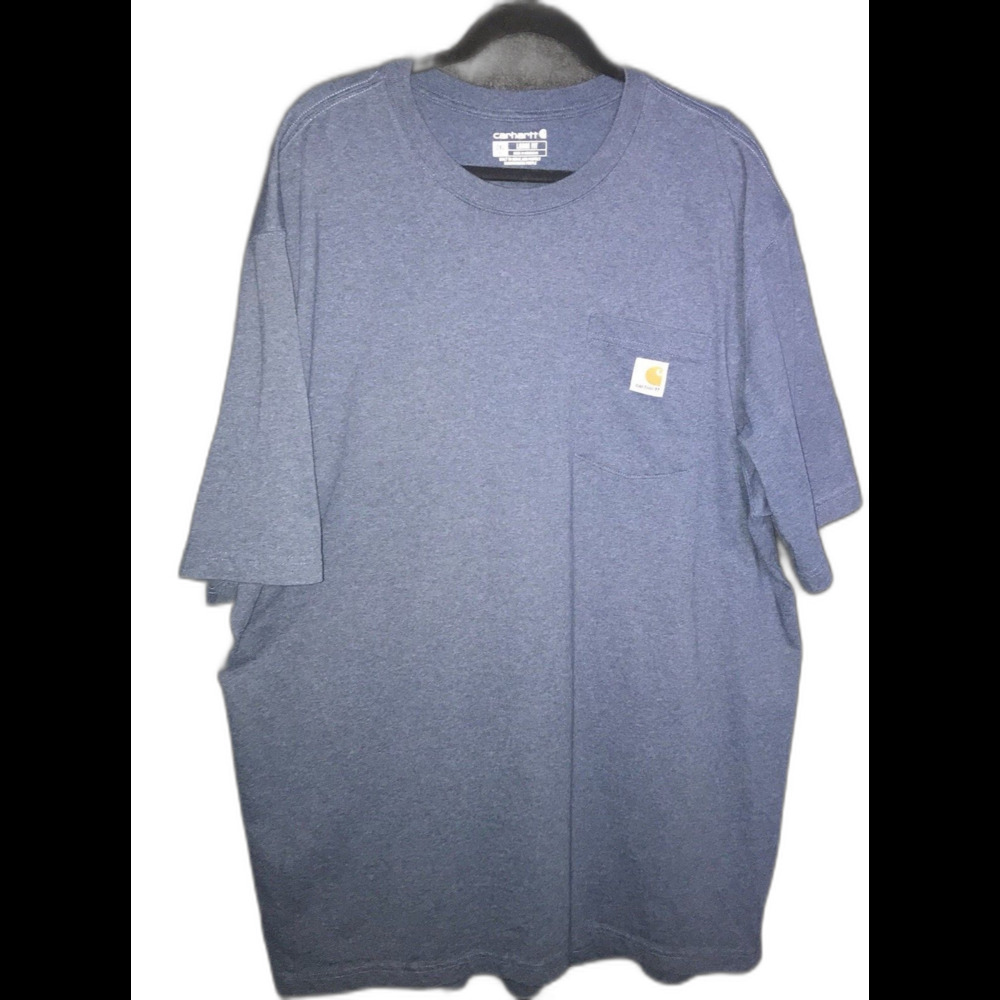 Carhartt T-Shirt Mens 2XL Tall Short Sleeve‎ Original Fit Pocket Heathered Blue